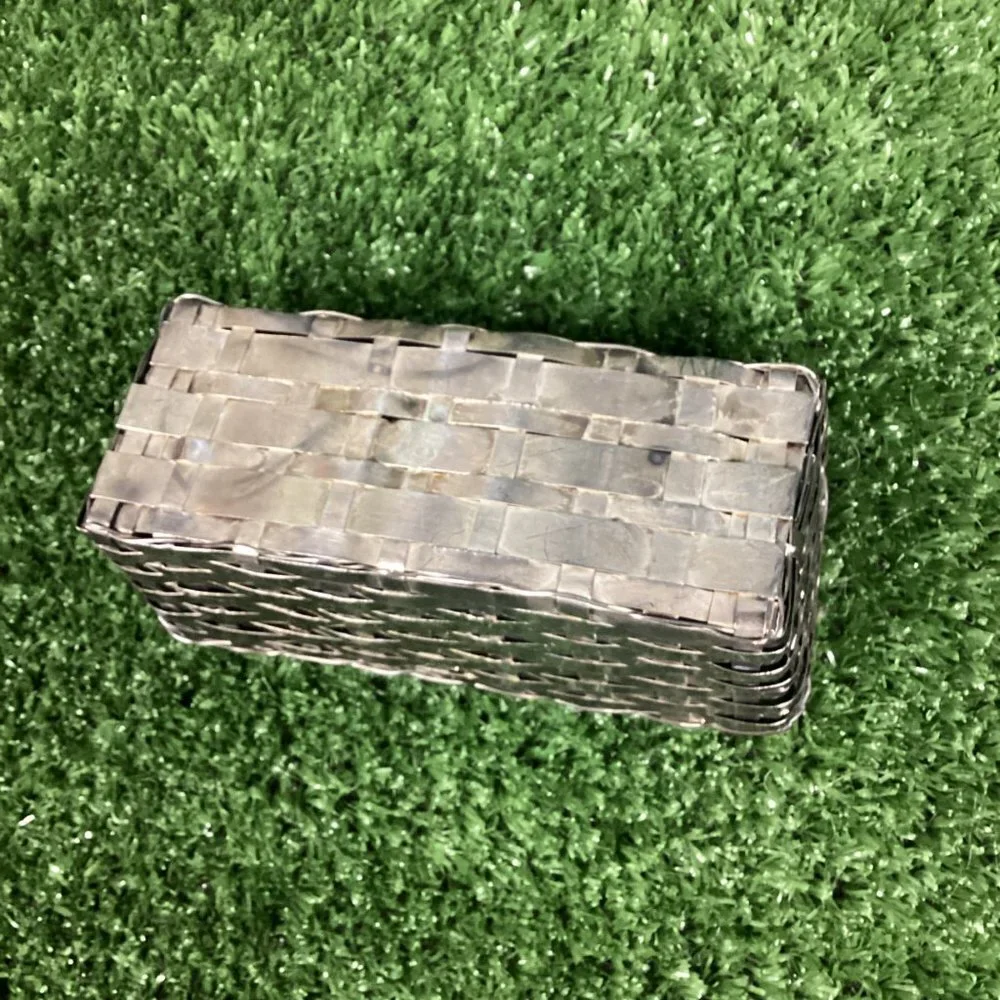 Vintage Silverplated Over Brass Woven Basket Small